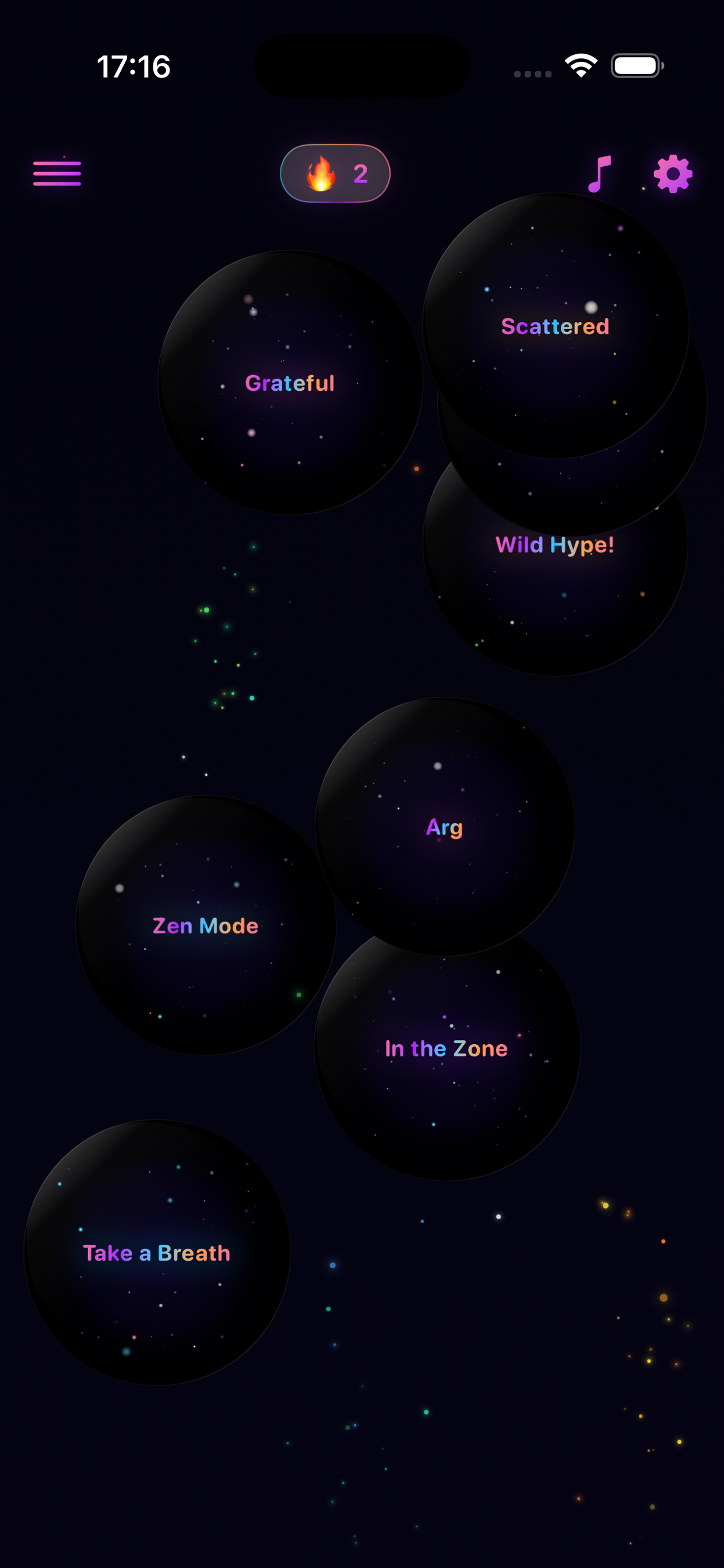 MoodPopper · Mood bubbles
