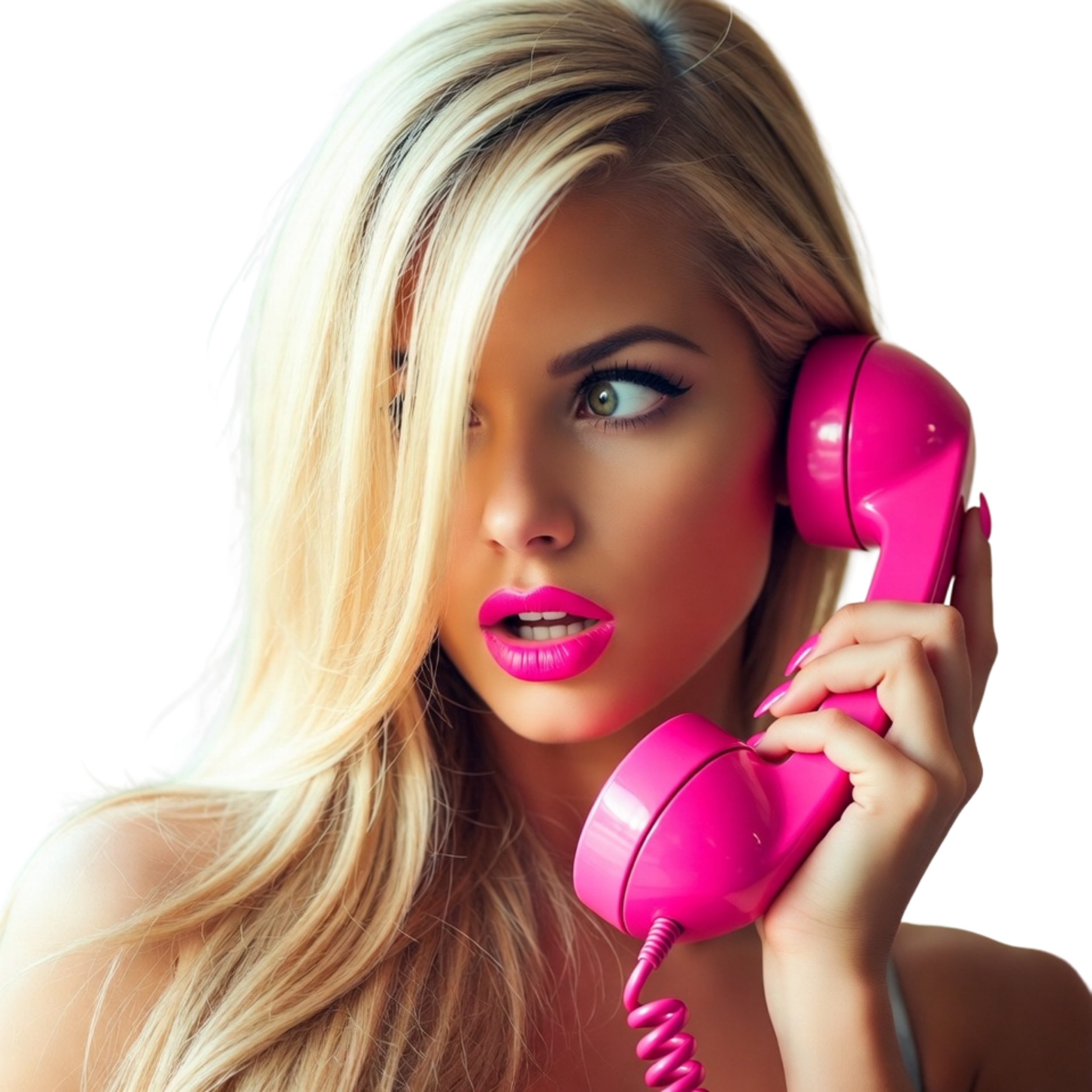 Zónn portrait with a pink telephone