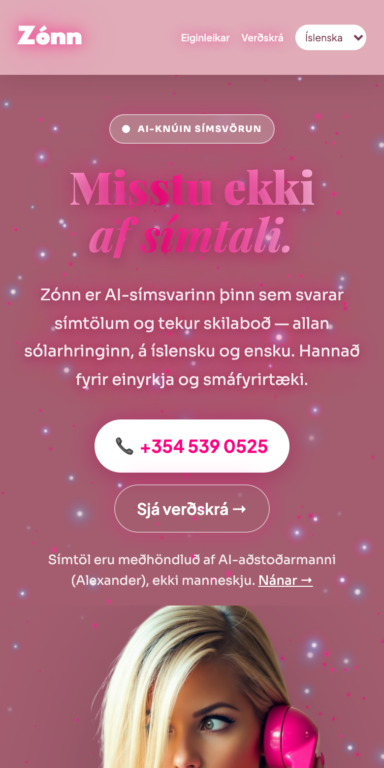Zónn rose design on a phone screen